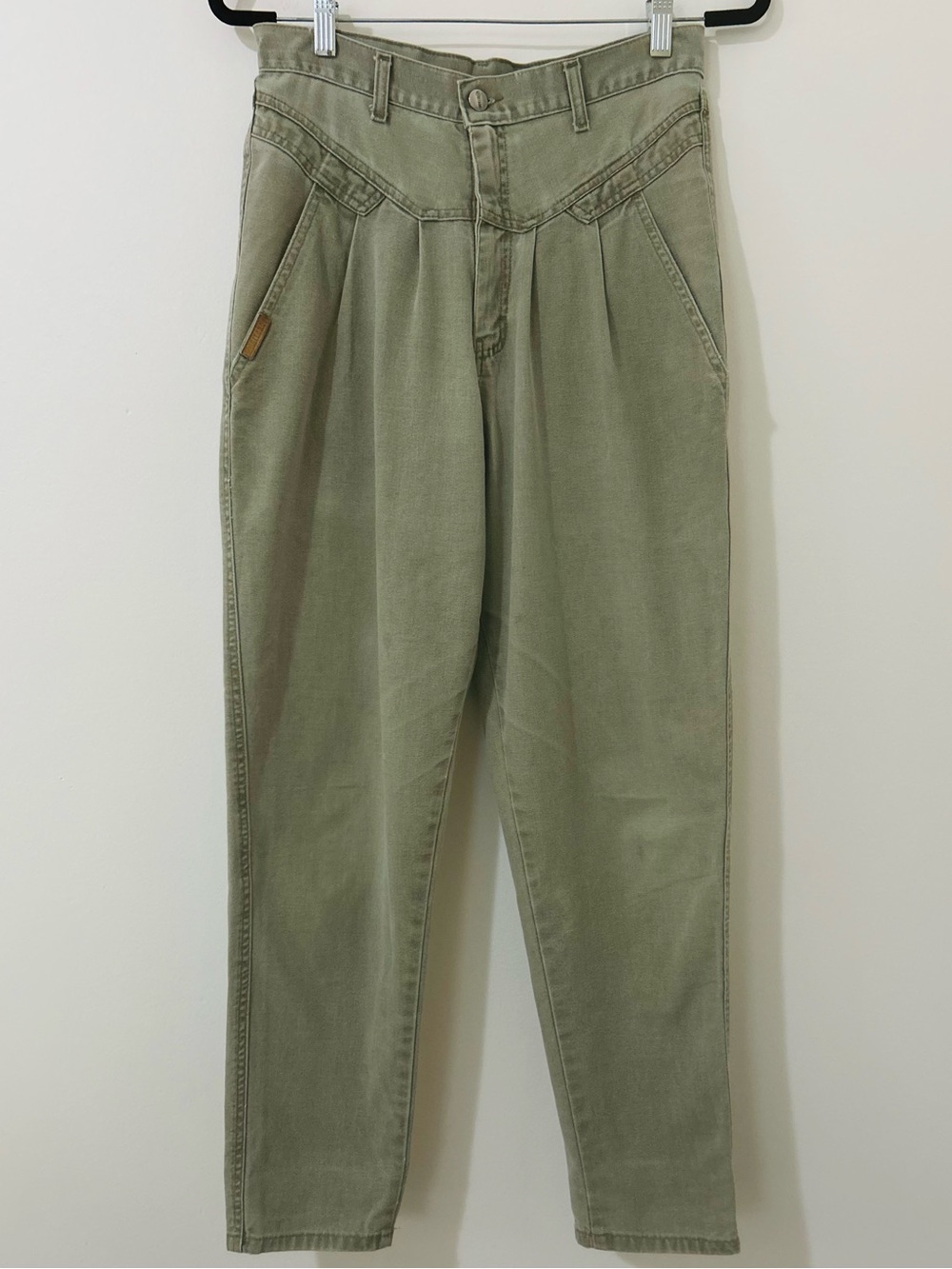 Vintage 80s PS Gitano High Waisted Sage Green Pleated Yoke Mom Jeans 10 S